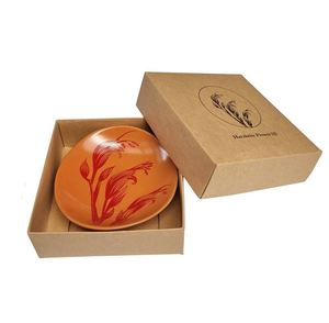 Jo Luping: Harakeke Flower 3 Red On Orange - 10cm Porcelain Bowl