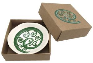 Jo Luping: Green Fern Frond On White Dish