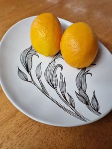 Jo Luping: Harakeke Flower 1 Black On Matt White - 24cm Porcelain Bowl