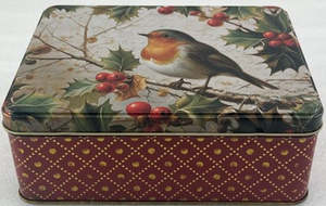 Cake Tins Tins: Robin & Holly - Deep Rectangle Tin