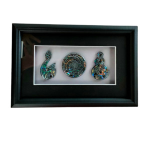 Framed Paua Koru, Hook and Twist