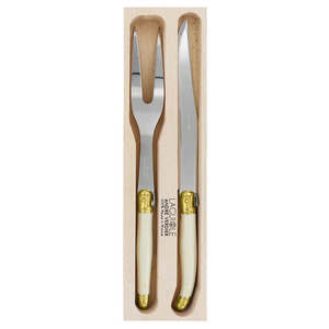 Cutlery: Laguiole Ivory/brass Carving Set