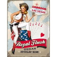 Metal Wall Art: Retro Royal Flush Metal Sign