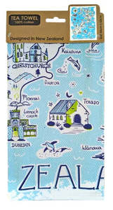 Tea Towels: NZ Map Diamond Tea Towel