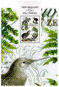 White Vintage Kiwi Tea Towel