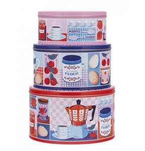 Cake Tins Tins: Printer Johnson Large Round Set Of 3 Tins
