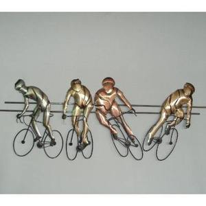 Wall Art: Cyclists Sprinting Metal Art