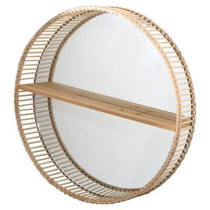 Sale: Round Bamboo Mirrored Wall Shelf