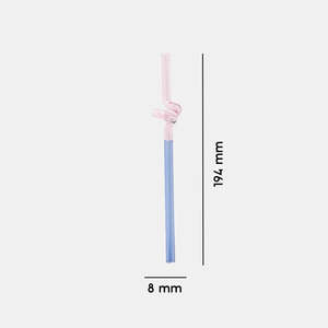Cutlery: Reusable Glass Straw - Curly Pink/Blue