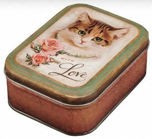 Cutlery: With Love Cat Small Rectangle Tin