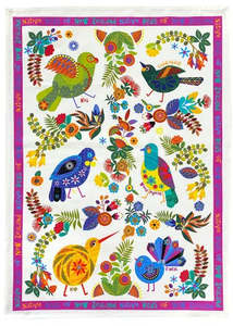 New Stock: White Retro NZ Birds Tea Towel