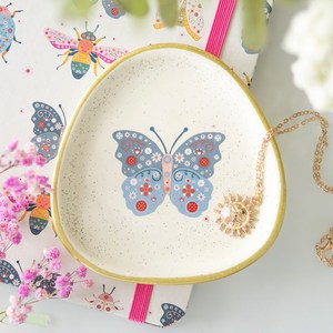 Floral Bug Butterfly Trinket Dish