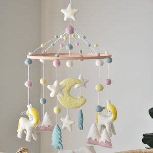 Baby Mobiles: Yellow Unicorn Baby Mobile