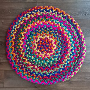Colourful Plaited Felt Rug