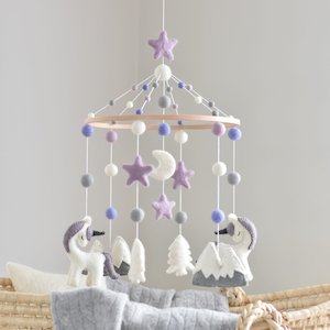 Animal Mobiles: Lilac Unicorn Baby Mobile
