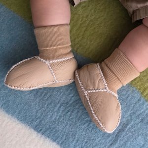 Sheepskin Leather Booties: Sheepskin Leather Booties - Camel