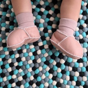 Sheepskin Leather Booties: Sheepskin Leather Booties - Pink