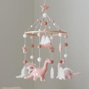 Pink Dinosaurs Baby Mobile