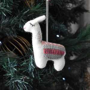 Decorations: Felt Llama Decoration - Grey