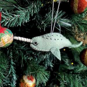 Decorations: Felt Narwhal Decoration - Mint
