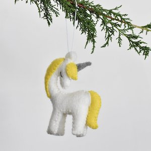 Felt Unicorn Decoration - Yellow