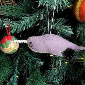 Decorations: Felt Narwhal Decoration - Lilac