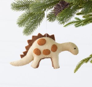 Dinosaur Felt Christmas Decoration - cream/caramel