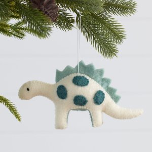Dinosaur Felt Christmas Decoration - white/teal