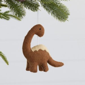 Dinosaur Felt Christmas Decoration - chocolate