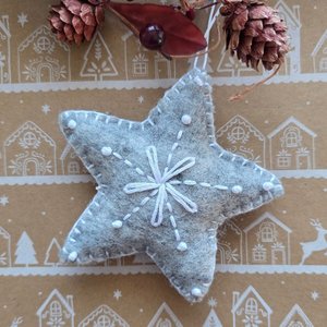 Christmas: Grey Embroidered Christmas Star