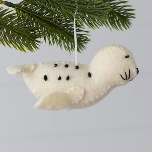 Felt Seal Ornament - White