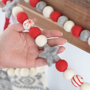 Embroidered Swirl Felt Christmas Garlands