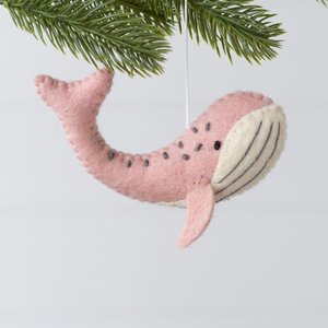 Decorations: Felt Whale Ornament - Baby Pink