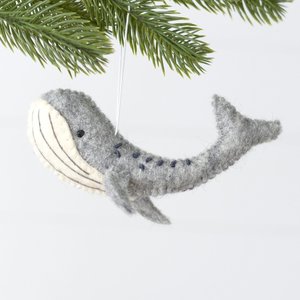 Felt Whale Ornament - Marbled Grey