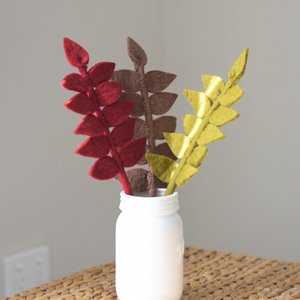 Felt Autumn Leaf Stems - Set of 3