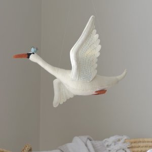 Small Flying Swan Mobile - Mint