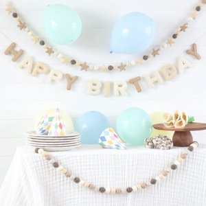 Neutral Happy Birthday Felt Banner & Garland Set