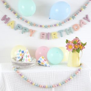 Pastel Happy Birthday Felt Banner & Garland Set