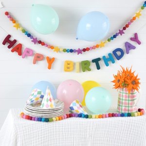 Rainbow Happy Birthday Felt Banner & Garland Set