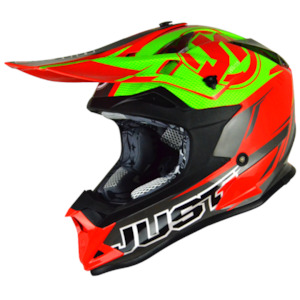 Just1: JUST1 J32 Pro Rave Red/Lime MX Helmet