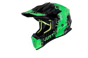 Just1: J38 Mask MX Helmet GREEN TITANIUM BLACK