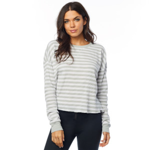 FOX WOMENS STRIPED OUT LS THERMAL CROP TOP [WHITE]