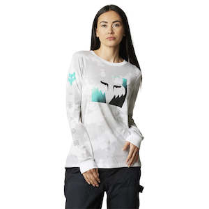 FOX WOMENS DETONATE LS TEE [WHITE/GREY]