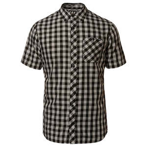 Mens Tops: FOX TROUBLED MIND SS WOVEN SHIRT [BLACK/GREY] XXL