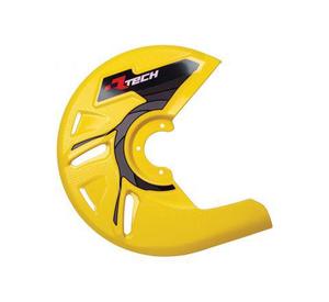 Dirt Plastics: DISC GUARD RTECH YELLOW HUSQVARNA FX350 TE125 TE250 TE300 TX300 SUZUKI RMX450 RMZ450