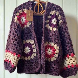 Crochet Flower Cardi - Purple