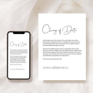 Wedding Postponement Announcement: Modern Wedding Postponement Card Template