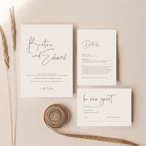 Beatrix - Wedding Invitation Cards Set of 3