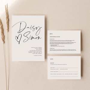 Daisy Wedding Invitations: Daisy - Wedding Invitation Set of 3 Cards