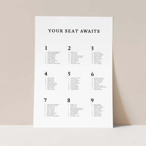 Bella - Wedding Seating Chart